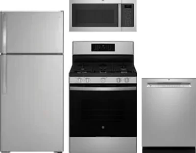 4 Piece Package Includes Refrigerator, Range, Microwave And Dishwasher