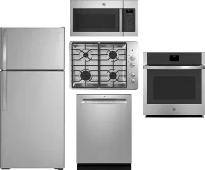 5 Piece Package Includes Refrigerator, Cooktop, Wall Oven, Microwave And Dishwasher