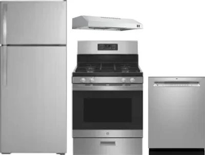 4 Piece Package Includes Refrigerator, Range, Hood And Dishwasher