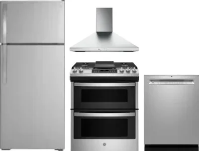 4 Piece Package Includes Refrigerator, Range, Hood And Dishwasher