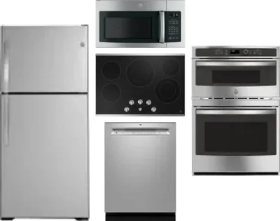 5 Piece Package Includes Refrigerator, Cooktop, Wall Oven, Microwave And Dishwasher