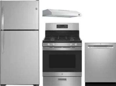 4 Piece Package Includes Refrigerator, Range, Hood And Dishwasher