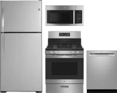4 Piece Package Includes Refrigerator, Range, Microwave And Dishwasher