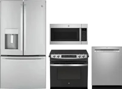 4 Piece Package Includes Refrigerator, Range, Microwave And Dishwasher