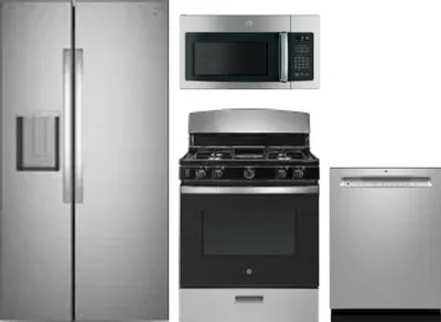 4 Piece Package Includes Refrigerator, Range, Microwave And Dishwasher