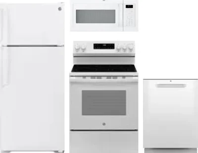 4 Piece Package Includes Refrigerator, Range, Microwave And Dishwasher