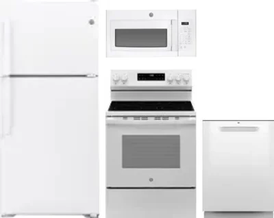 4 Piece Package Includes Refrigerator, Range, Microwave And Dishwasher