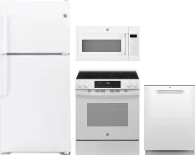 4 Piece Package Includes Refrigerator, Range, Microwave And Dishwasher