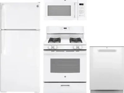 4 Piece Package Includes Refrigerator, Range, Microwave And Dishwasher