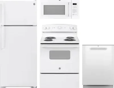 4 Piece Package Includes Refrigerator, Range, Microwave And Dishwasher