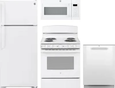 4 Piece Package Includes Refrigerator, Range, Microwave And Dishwasher