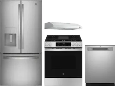 4 Piece Package Includes Refrigerator, Range, Hood And Dishwasher