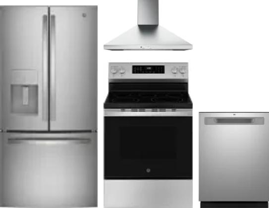 4 Piece Package Includes Refrigerator, Range, Hood And Dishwasher