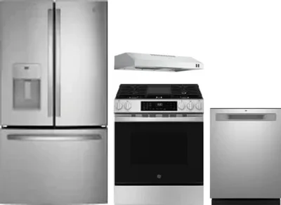 4 Piece Package Includes Refrigerator, Range, Hood And Dishwasher