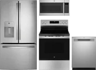 4 Piece Package Includes Refrigerator, Range, Microwave And Dishwasher