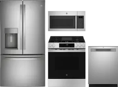 4 Piece Package Includes Refrigerator, Range, Microwave And Dishwasher
