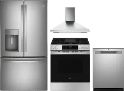 4 Piece Package Includes Refrigerator, Range, Hood And Dishwasher