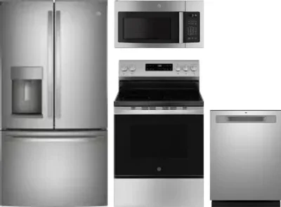 4 Piece Package Includes Refrigerator, Range, Microwave And Dishwasher