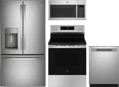 4 Piece Package Includes Refrigerator, Range, Microwave And Dishwasher