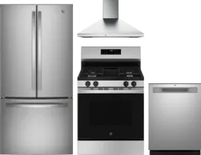 4 Piece Package Includes Refrigerator, Range, Hood And Dishwasher