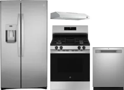 4 Piece Package Includes Refrigerator, Range, Hood And Dishwasher