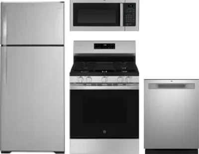 4 Piece Package Includes Refrigerator, Range, Microwave And Dishwasher