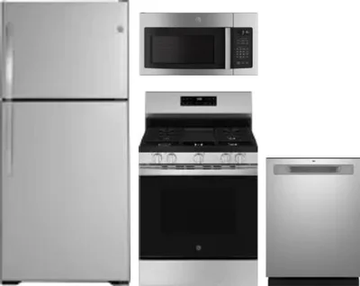 4 Piece Package Includes Refrigerator, Range, Microwave And Dishwasher