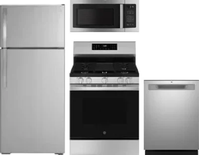 4 Piece Package Includes Refrigerator, Range, Microwave And Dishwasher