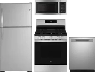4 Piece Package Includes Refrigerator, Range, Microwave And Dishwasher