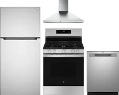 4 Piece Package Includes Refrigerator, Range, Hood And Dishwasher