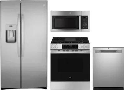 4 Piece Package Includes Refrigerator, Range, Microwave And Dishwasher