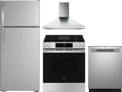 4 Piece Package Includes Refrigerator, Range, Hood And Dishwasher