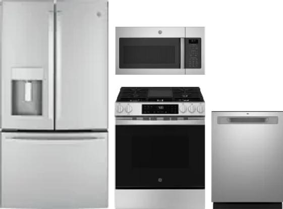 4 Piece Package Includes Refrigerator, Range, Microwave And Dishwasher