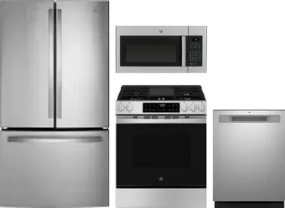 4 Piece Package Includes Refrigerator, Range, Microwave And Dishwasher