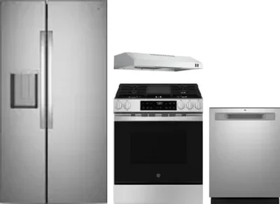 4 Piece Package Includes Refrigerator, Range, Hood And Dishwasher
