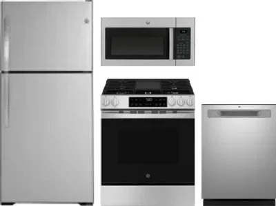 4 Piece Package Includes Refrigerator, Range, Microwave And Dishwasher