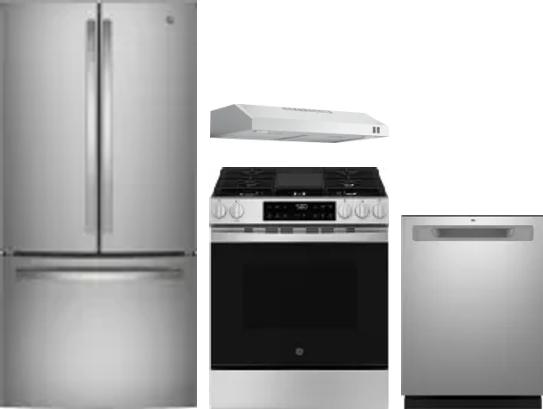 4 Piece Package Includes Refrigerator, Range, Hood And Dishwasher