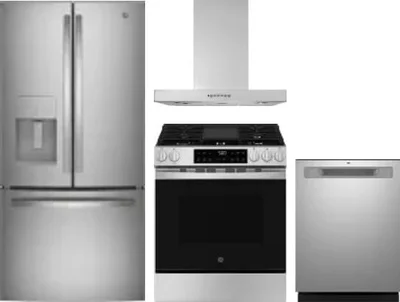 4 Piece Package Includes Refrigerator, Range, Hood And Dishwasher