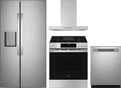 4 Piece Package Includes Refrigerator, Range, Hood And Dishwasher