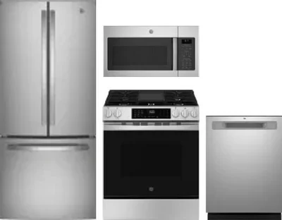 4 Piece Package Includes Refrigerator, Range, Microwave And Dishwasher