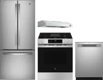 4 Piece Package Includes Refrigerator, Range, Hood And Dishwasher
