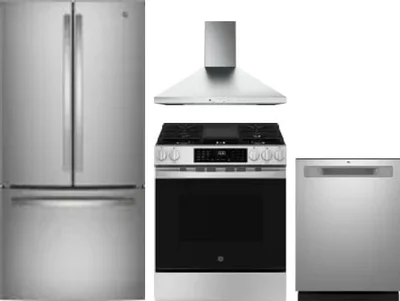 4 Piece Package Includes Refrigerator, Range, Hood And Dishwasher