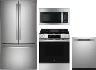 4 Piece Package Includes Refrigerator, Range, Microwave And Dishwasher