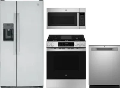 4 Piece Package Includes Refrigerator, Range, Microwave And Dishwasher