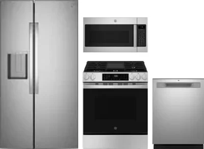 4 Piece Package Includes Refrigerator, Range, Microwave And Dishwasher