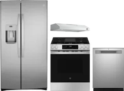 4 Piece Package Includes Refrigerator, Range, Hood And Dishwasher