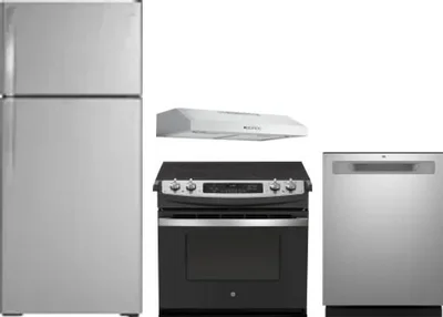 4 Piece Package Includes Refrigerator, Range, Hood And Dishwasher