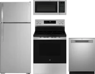 4 Piece Package Includes Refrigerator, Range, Microwave And Dishwasher