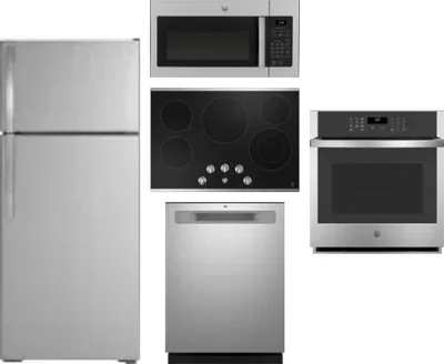 5 Piece Package Includes Refrigerator, Cooktop, Wall Oven, Microwave And Dishwasher