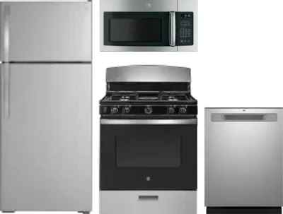 4 Piece Package Includes Refrigerator, Range, Microwave And Dishwasher